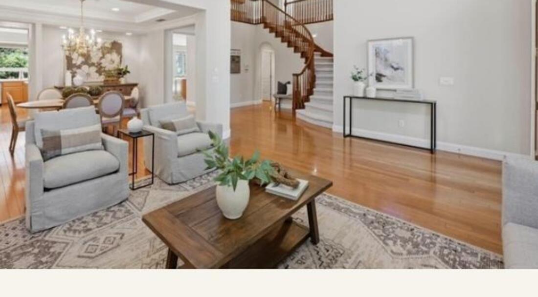 Formal living and dining space in luxury Diamond Oaks Roseville home
