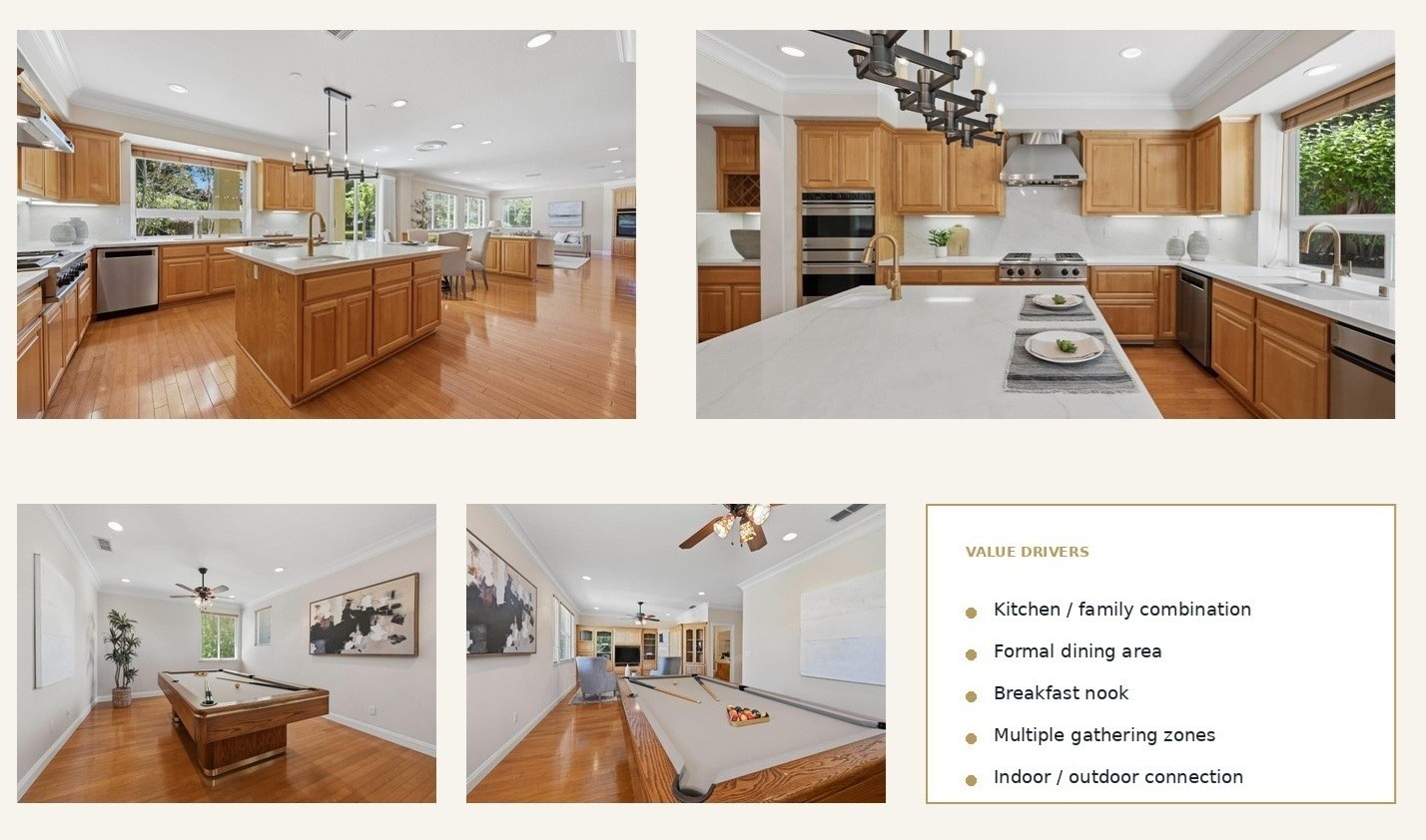 Connected formal and casual entertaining zones in Diamond Oaks Roseville home