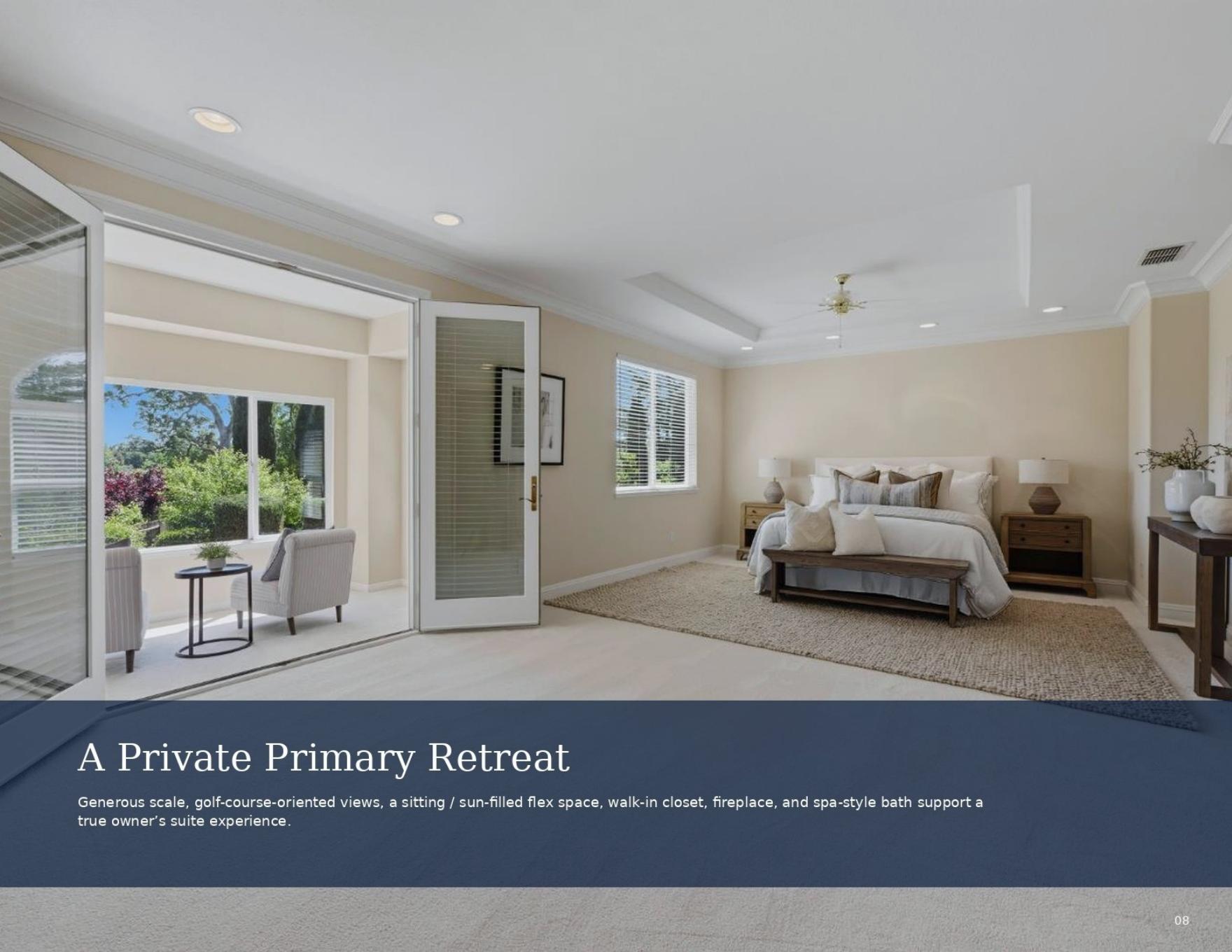 Primary suite retreat in Roseville CA golf course home